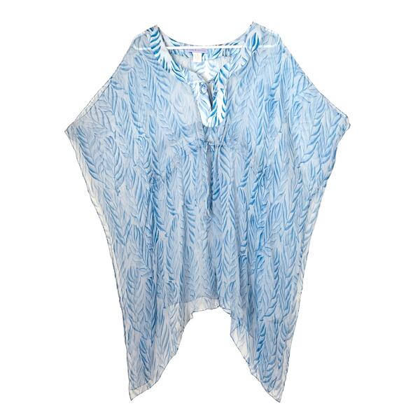Lotty B. Mustique Other - Lotty B. Mustique 100% Silk Swim Cover-Up Kaftan Blue Abstract Print